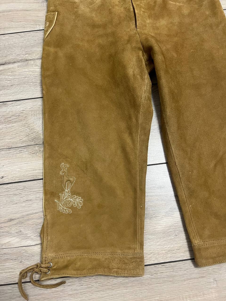 Men Der Wildschutz Leather Trachten Loden 3/4 pants Oktoberfest National 33×18