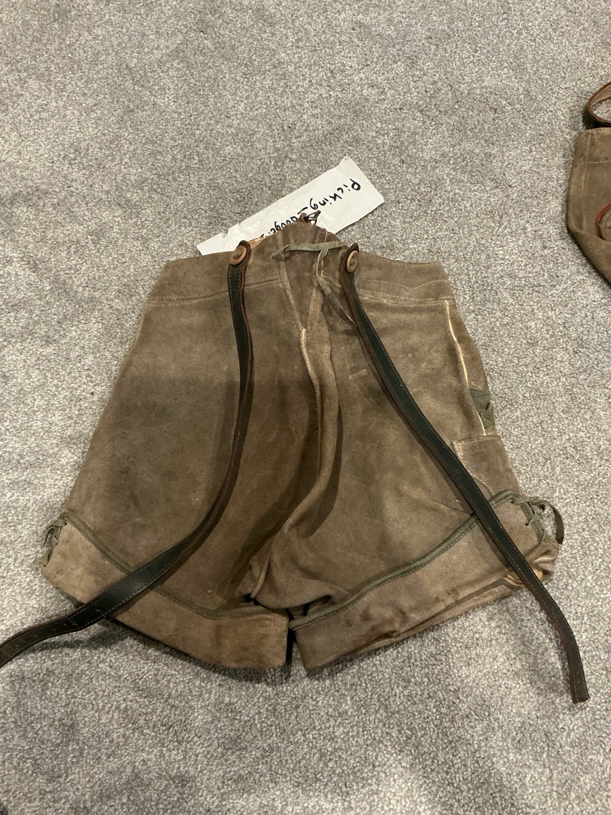 2 1960’S Vintage Suede Leather Lederhosen Suspender Shorts