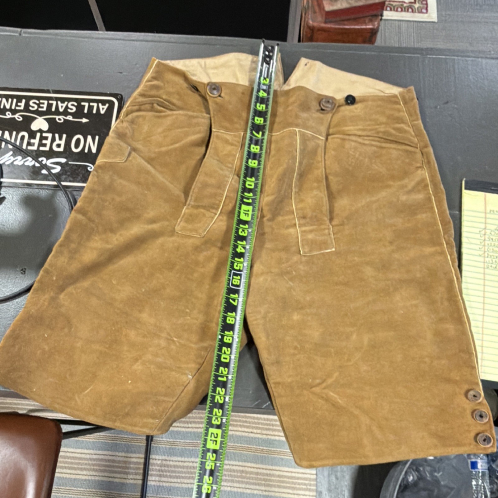 Knagge & Peitz München Brown Leather Lederhosen Shorts w/ Button Front
