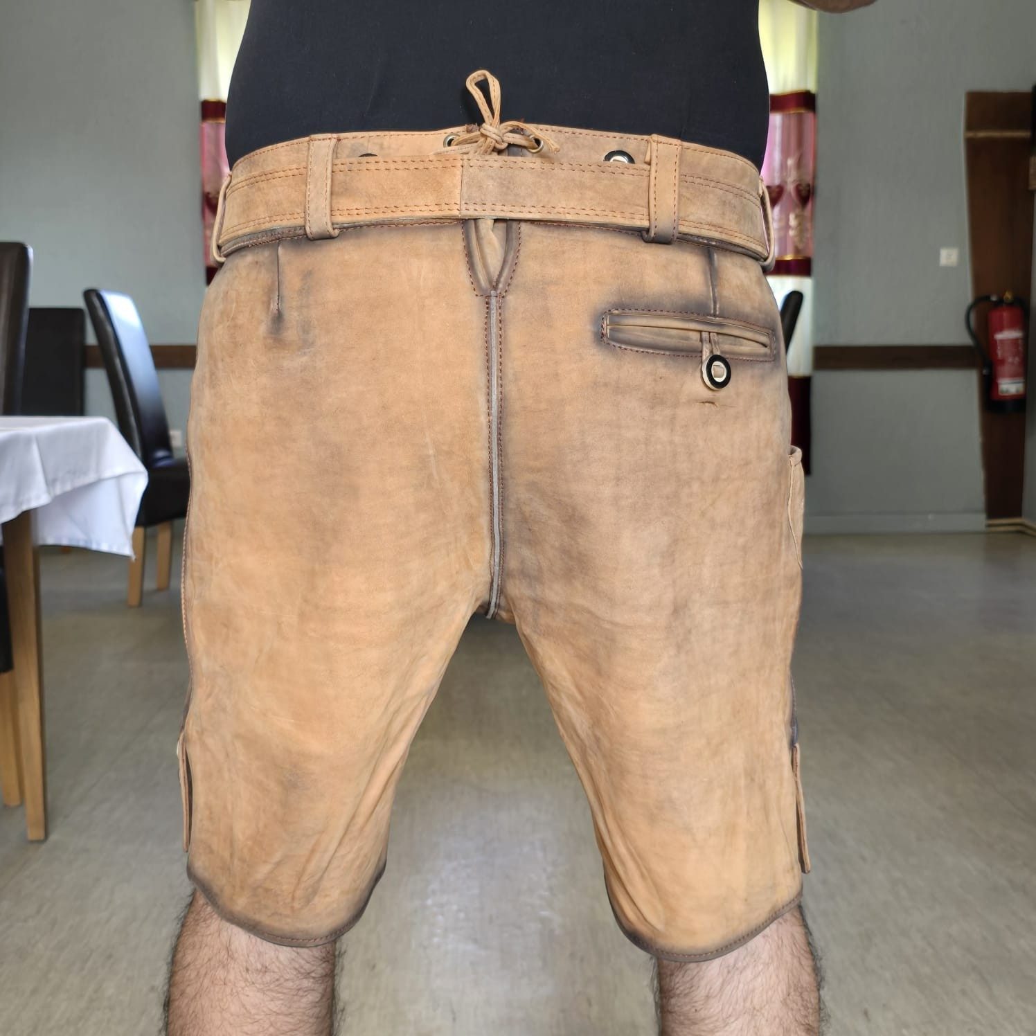 Men’s Deer Lederhosen Traditional Lederhosen Antique Brown Oktoberfest Pants Size 46-58