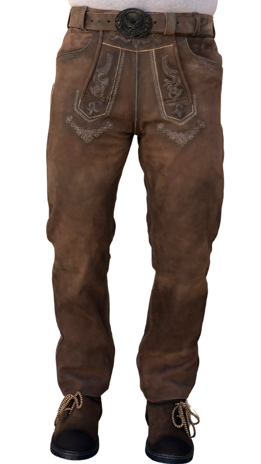 Unikat lange Wildbock (100% Wildleder) SOFT ECHT-Leder mit Gürte Gr, 46 bis 64