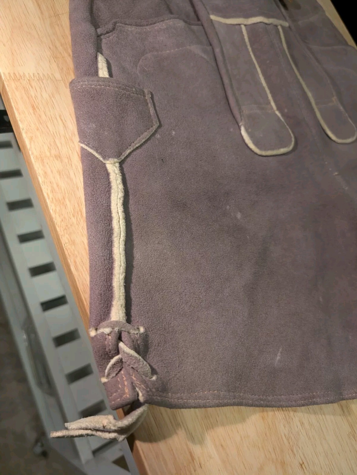 Vintage Lederhosen Suede Leather German Bavarian Oktoberfest Gray Green