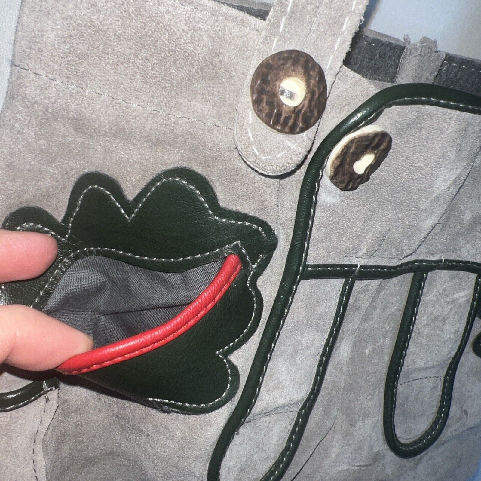 GERMAN LEDERHOSEN Childs Gray LEATHER SUEDE Trousers Oktoberfest Excellent