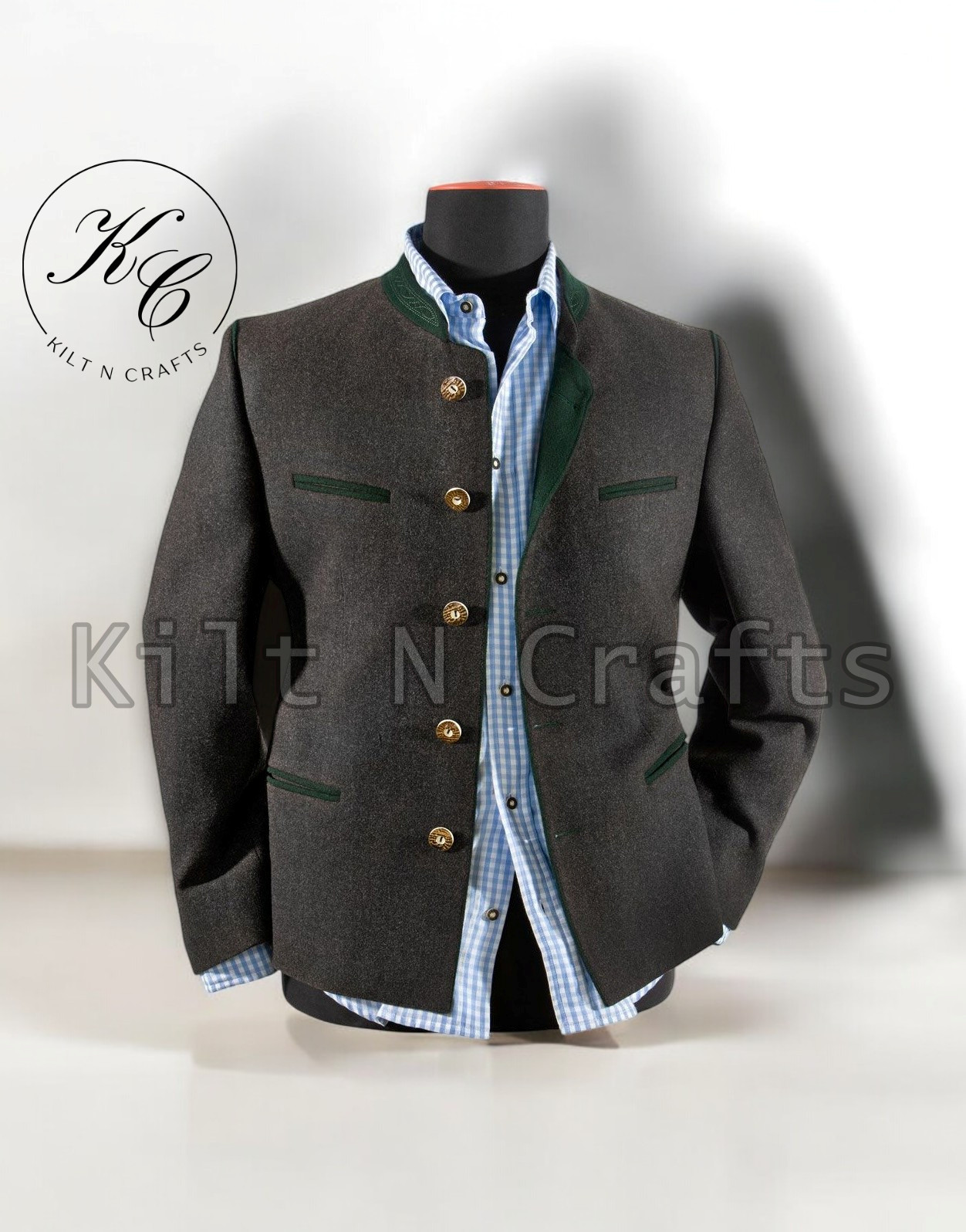 Men’s Bavarian Tyrol Wool Jacket–Traditional Oktoberfest Blazer with Green Color