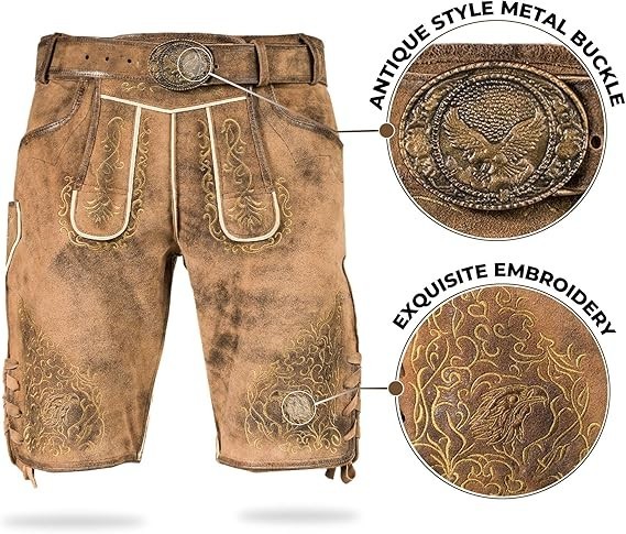 Authentic German Lederhosen for Men – Real Leather Oktoberfest Shorts