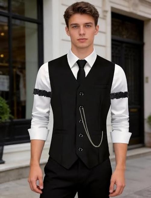 1920s Mens Costume Gangster Set – Roaring 20s Costumes for Men XX-Large Black