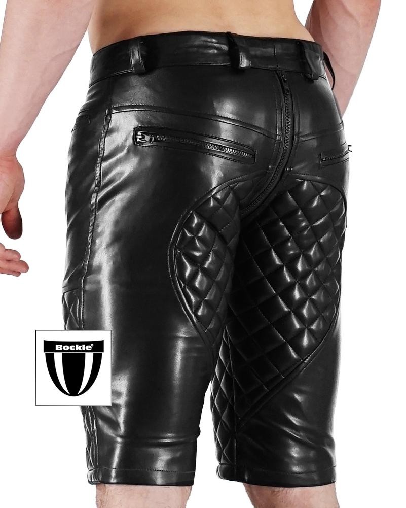 Bockle® GAY-ZIP FAUX Shorts Faux Leather Pants Leather Shorts Full Zip