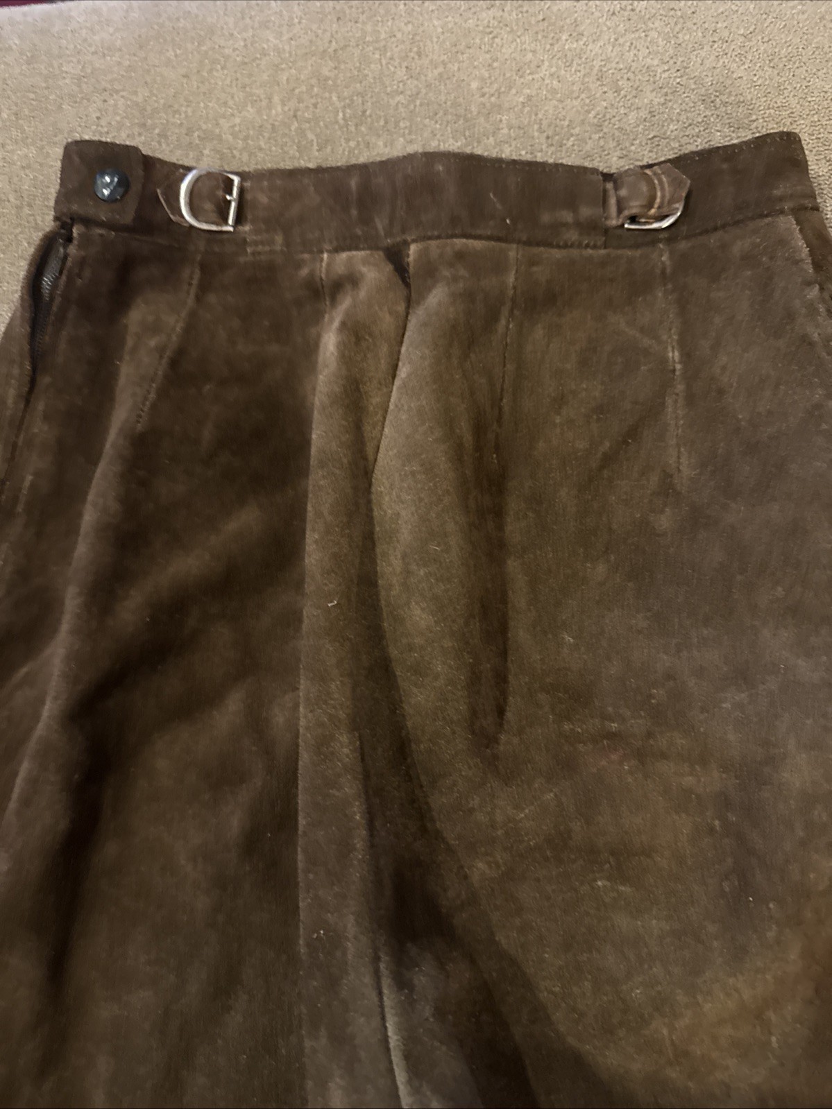 Vintage German Lederhosen Sz 38 THICK Suede Leather Kniebund Shorts (TD)