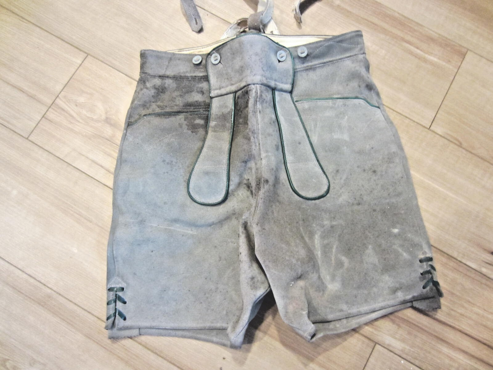 Genuine Leather Authentic Men Boys German Liederhosen 30″ w Suspenders