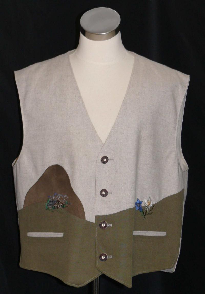 LINEN COTTON VEST Oktoberfest Jacket Men German BEIGE Hunting Western / C51″ XL