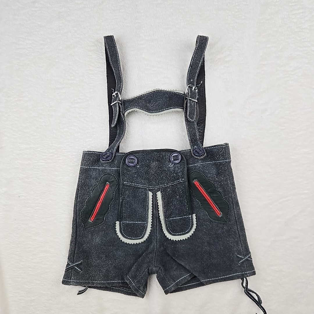 Vintage Men’s Traditional Leather Lederhosen Gray Size 80