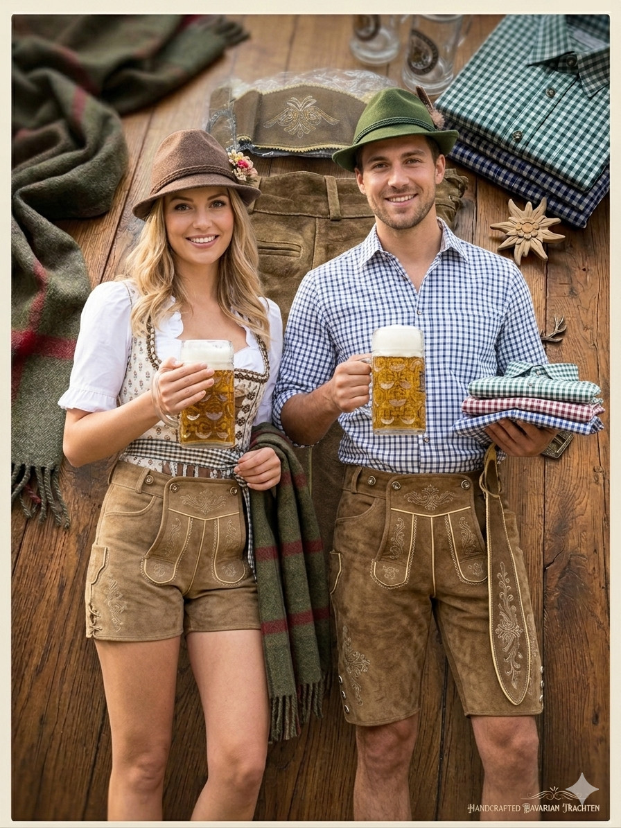Authentic Bavarian Lederhosen – Handcrafted Suede Leather Trachten Breeches