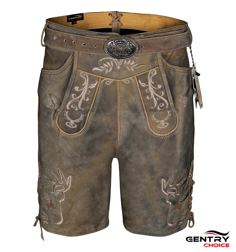 Authentic Lederhosen Antiqued Klose Leather Short Trachten Oktoberfest Costume