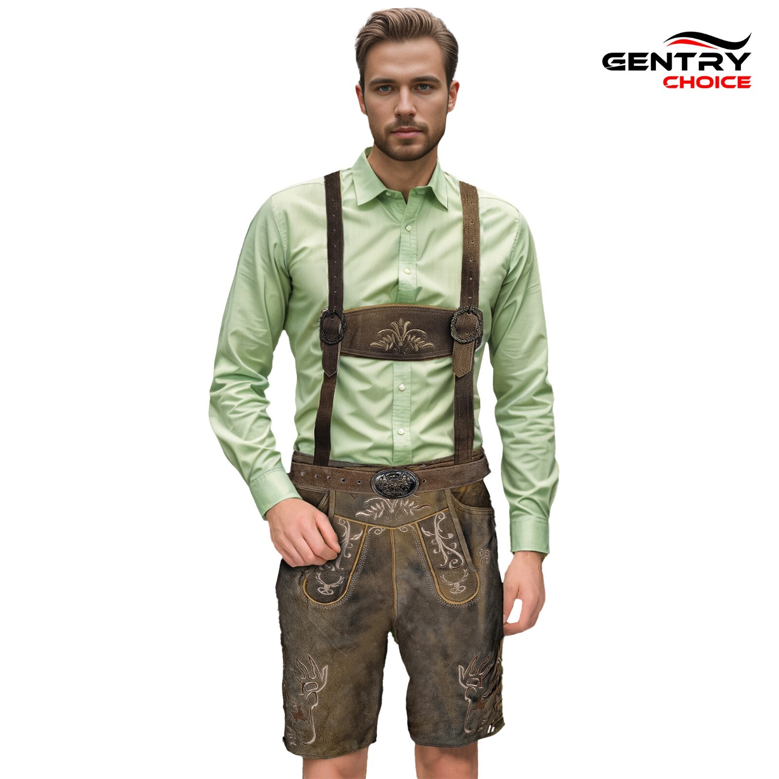Oktoberfest Men Suede Leather Lederhosen Klose Germen Outfit Bavarain Lederhosen