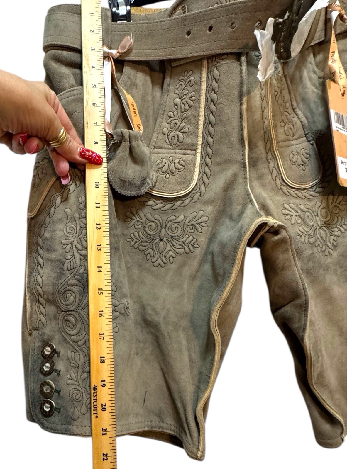 Alps Oak Trachten Wear Alpine Bavaria Suede Leather Lederhosen Oktoberfest Size