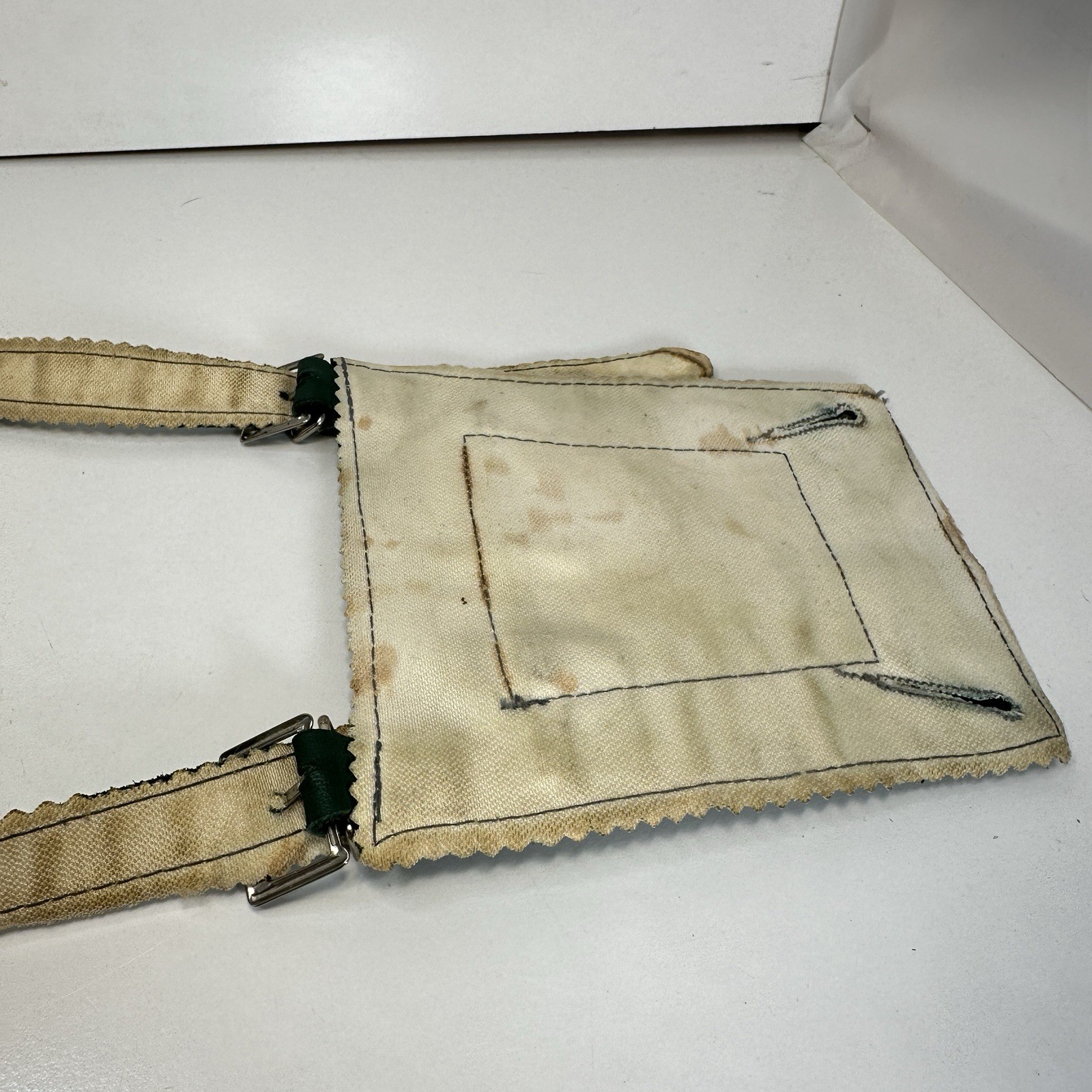 Vintage Green Leather Heart Lederhosen Child Size (see photos for measurements)