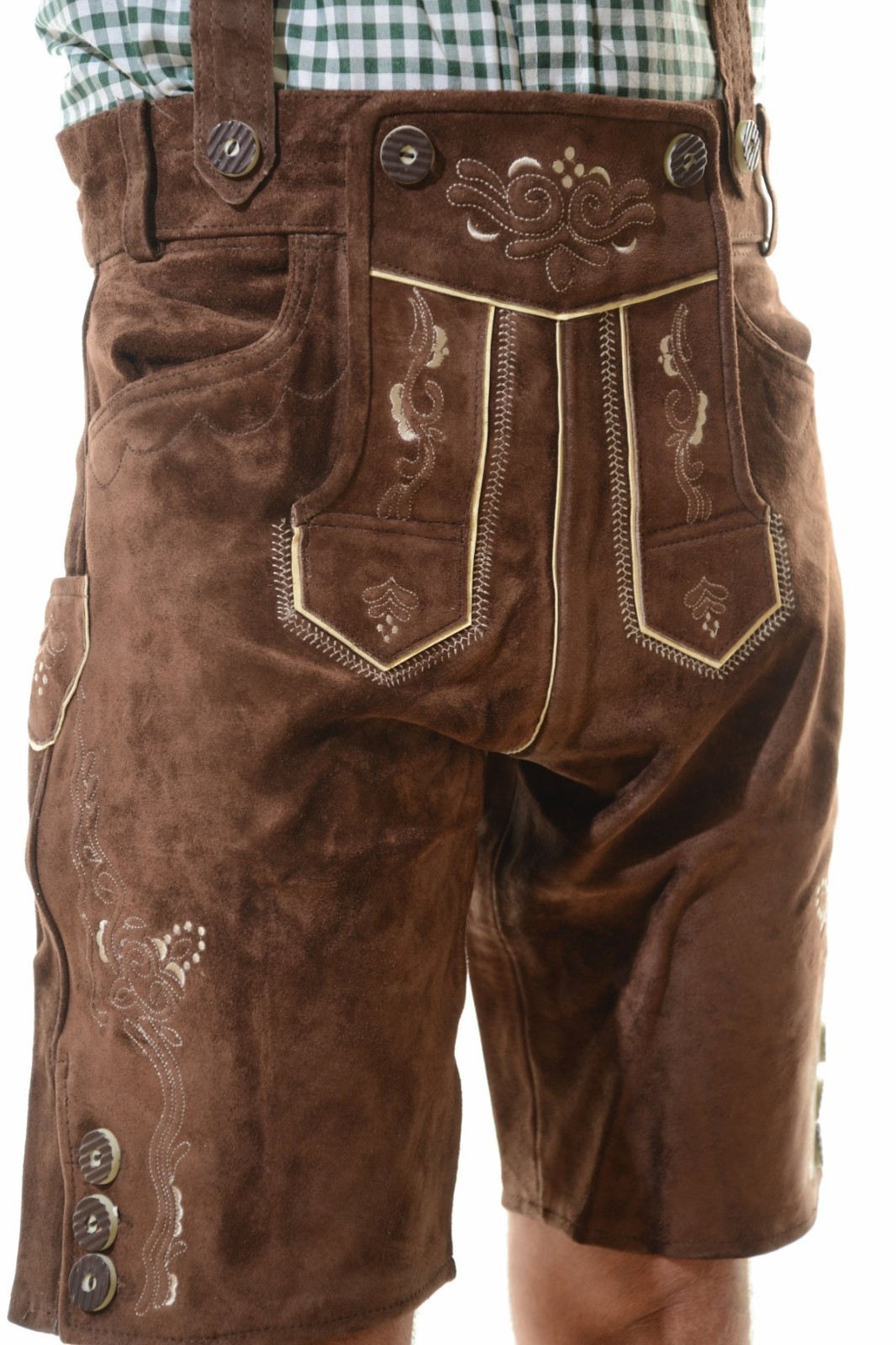 NEW Bavarian Oktoberfest Lederhosen Shorts Antique Brown Tracht #GEORG
