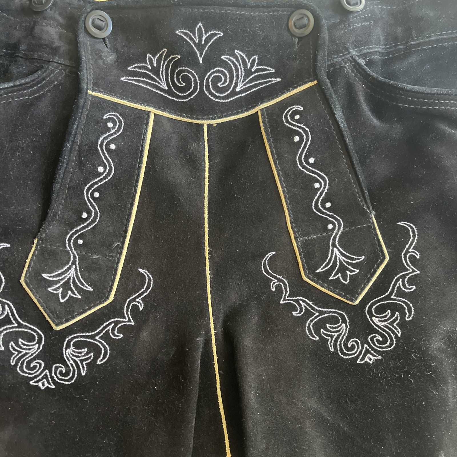 Beckert Modell Embroidered Suede Lederhosen Sz 36 Waist With Suspenders