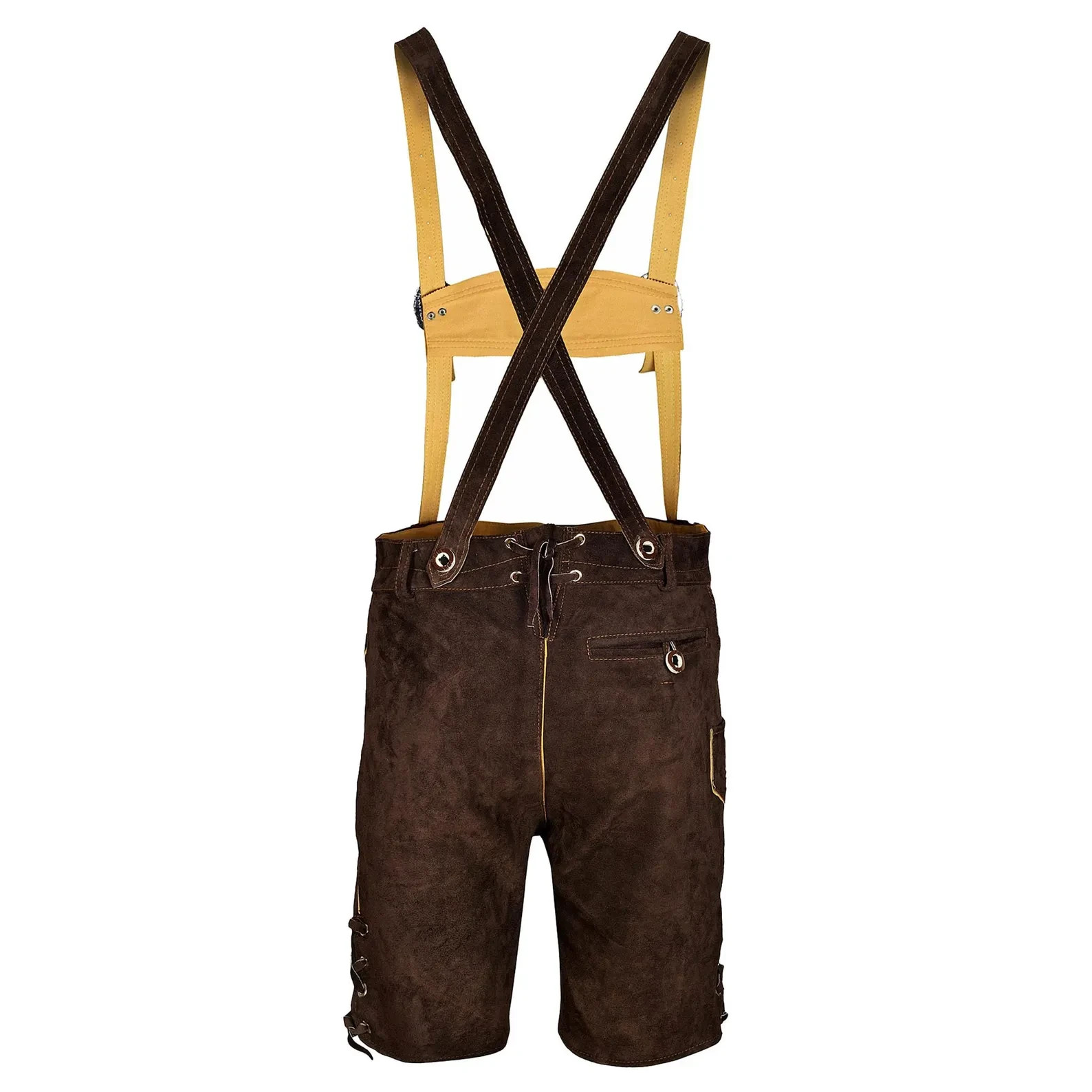 Men’s German Lederhosen Oktoberfest Outfit Brown Suede Embroidered Shorts