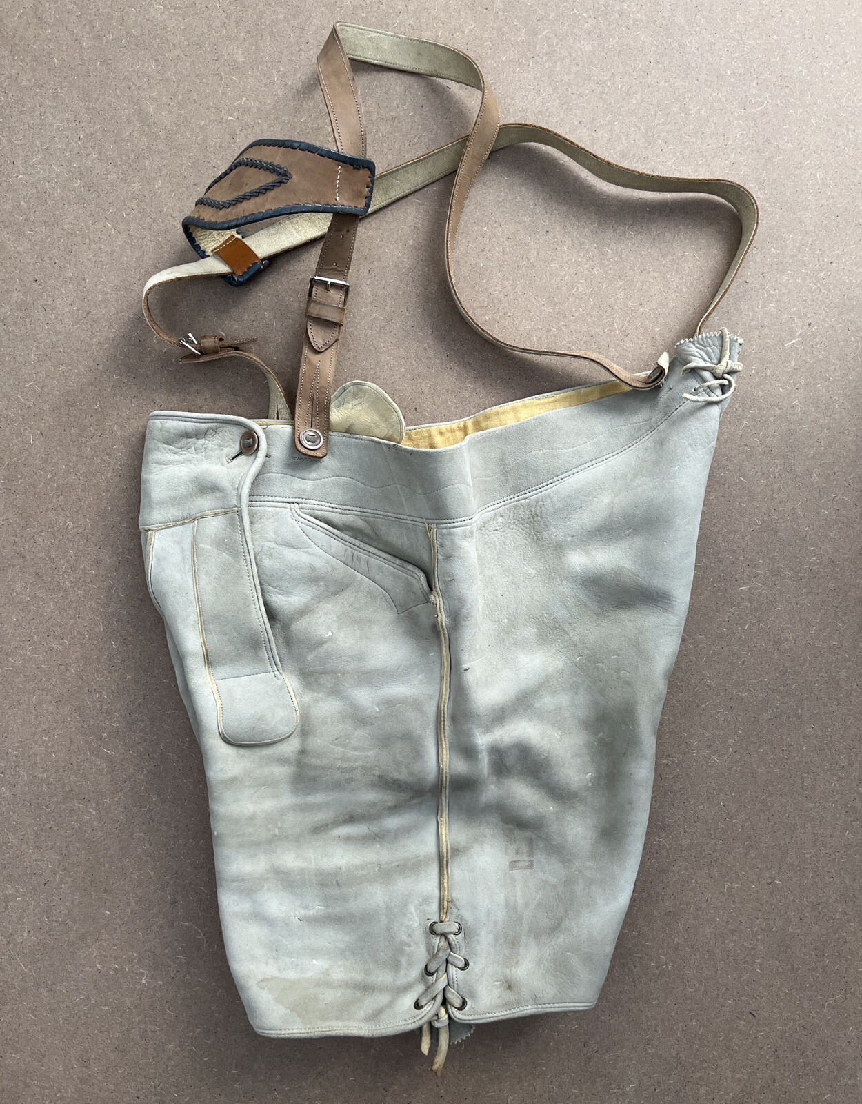 Vintage German Bergfreund Lederhosen Leather Shorts Pants Oktoberfest Retro