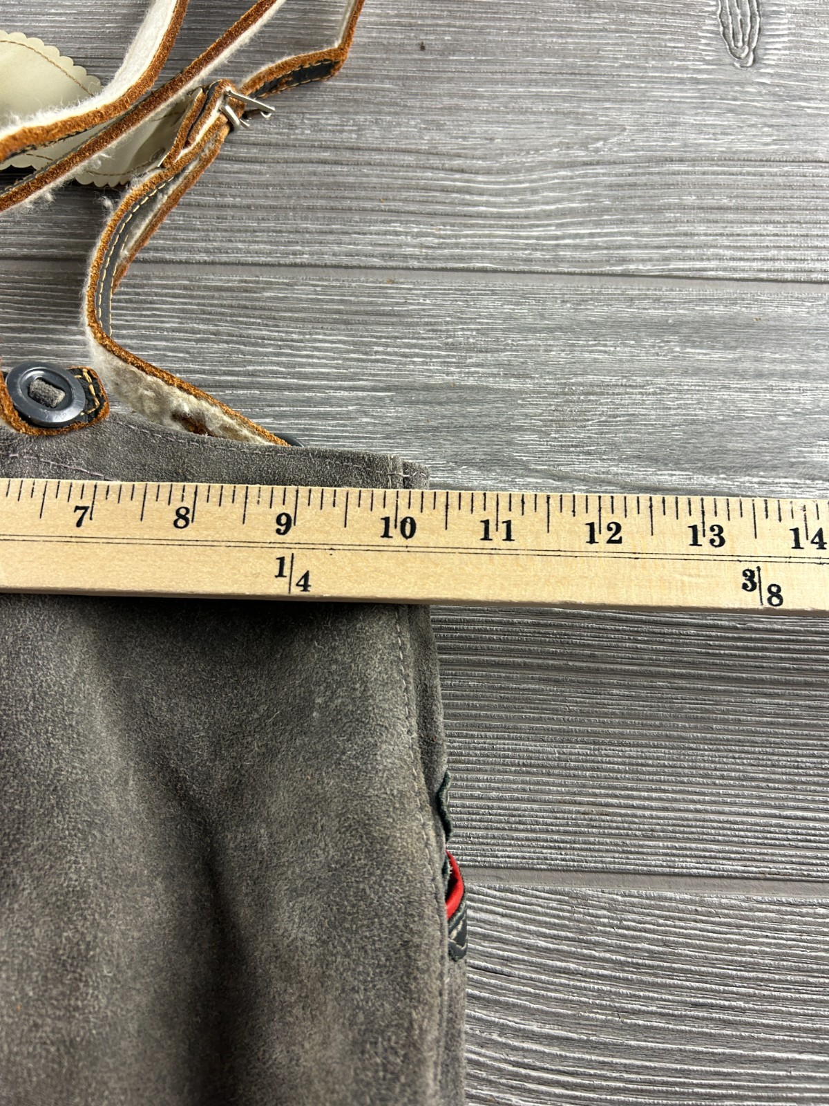 Vtg Germany Boy Child Suede Leather Lederhosen Gray