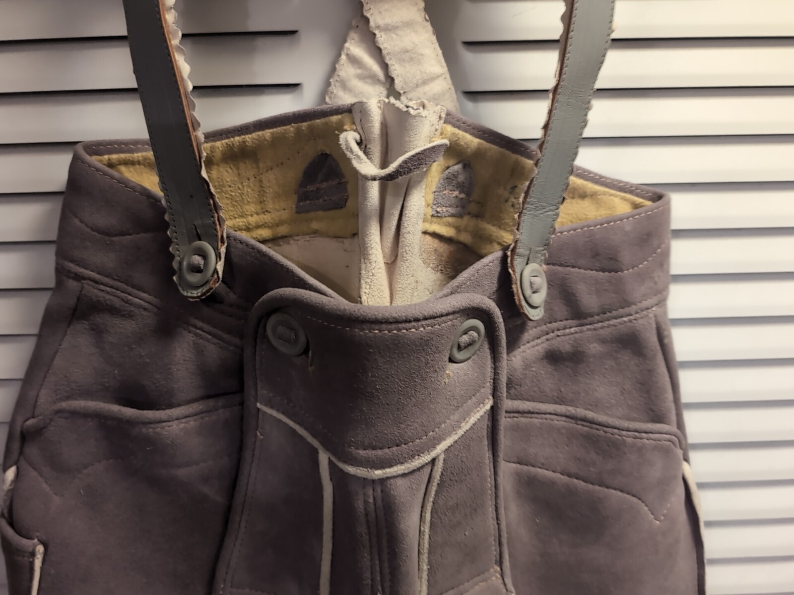 Vintage Lederhosen Suede Leather German Bavarian Oktoberfest Gray Green