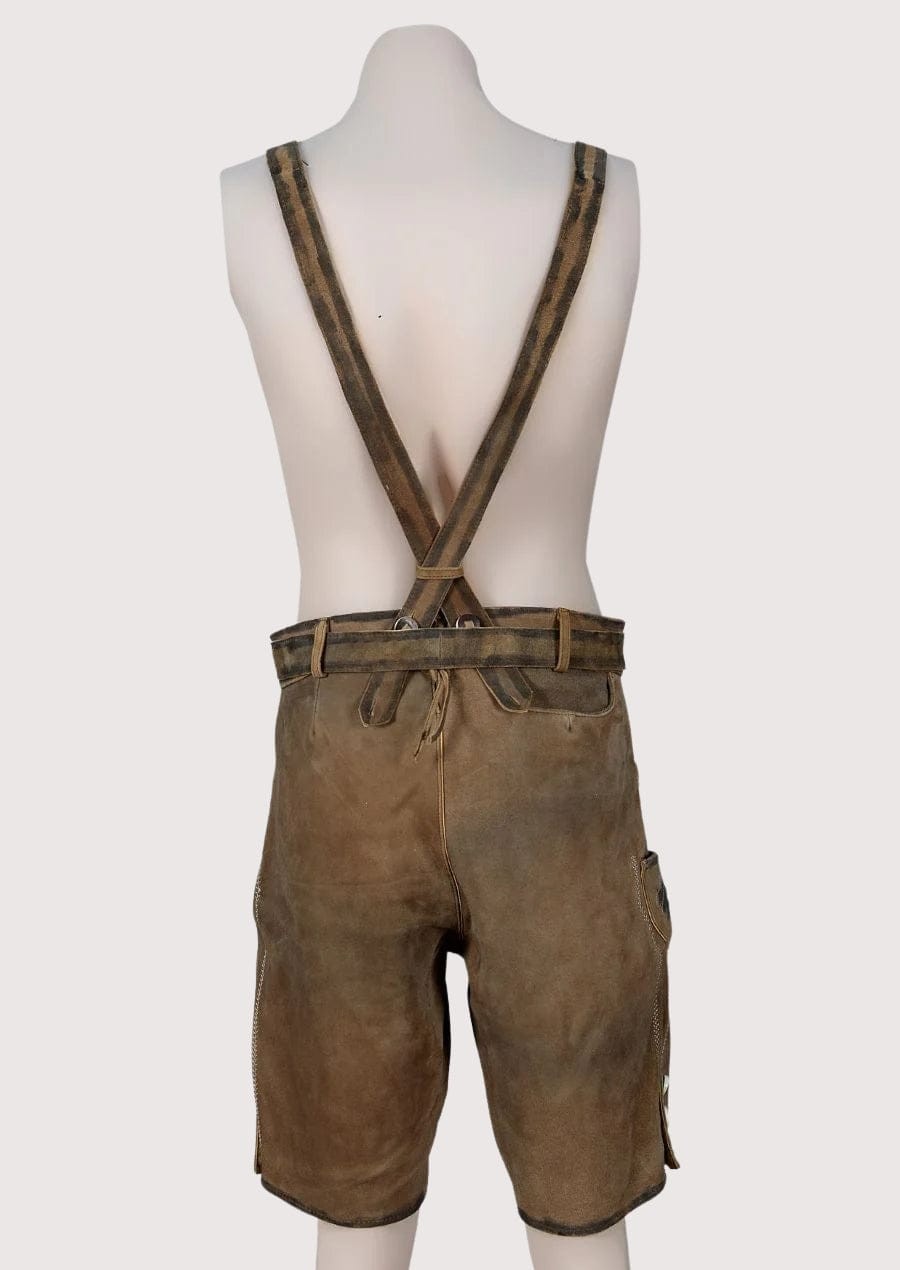 NEW Bavarian Oktoberfest Lederhosen Shorts Antique Brown Tracht #OKTOBERFEST