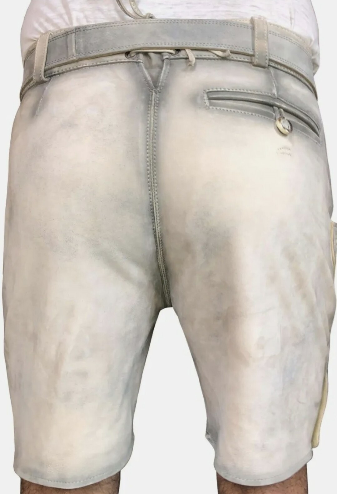 Bavarian traditional short goatskin leather pants with belt size, 48.62