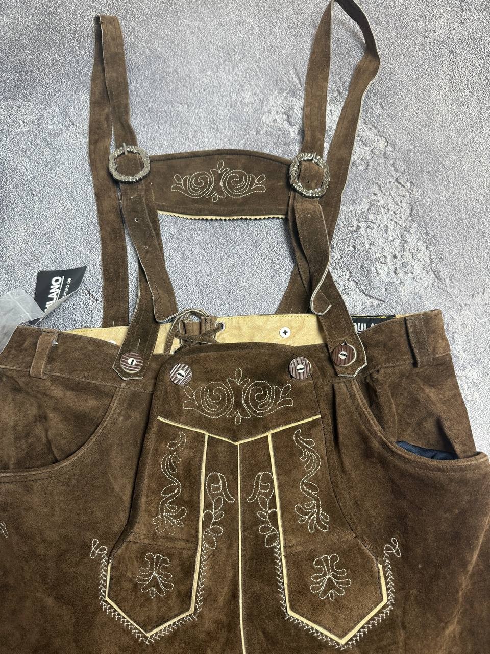 NEW PAULANO VINTAGE OKTOBERFEST DIRNDL TYROL LEATHER BROWN MENS PANTS EU 52