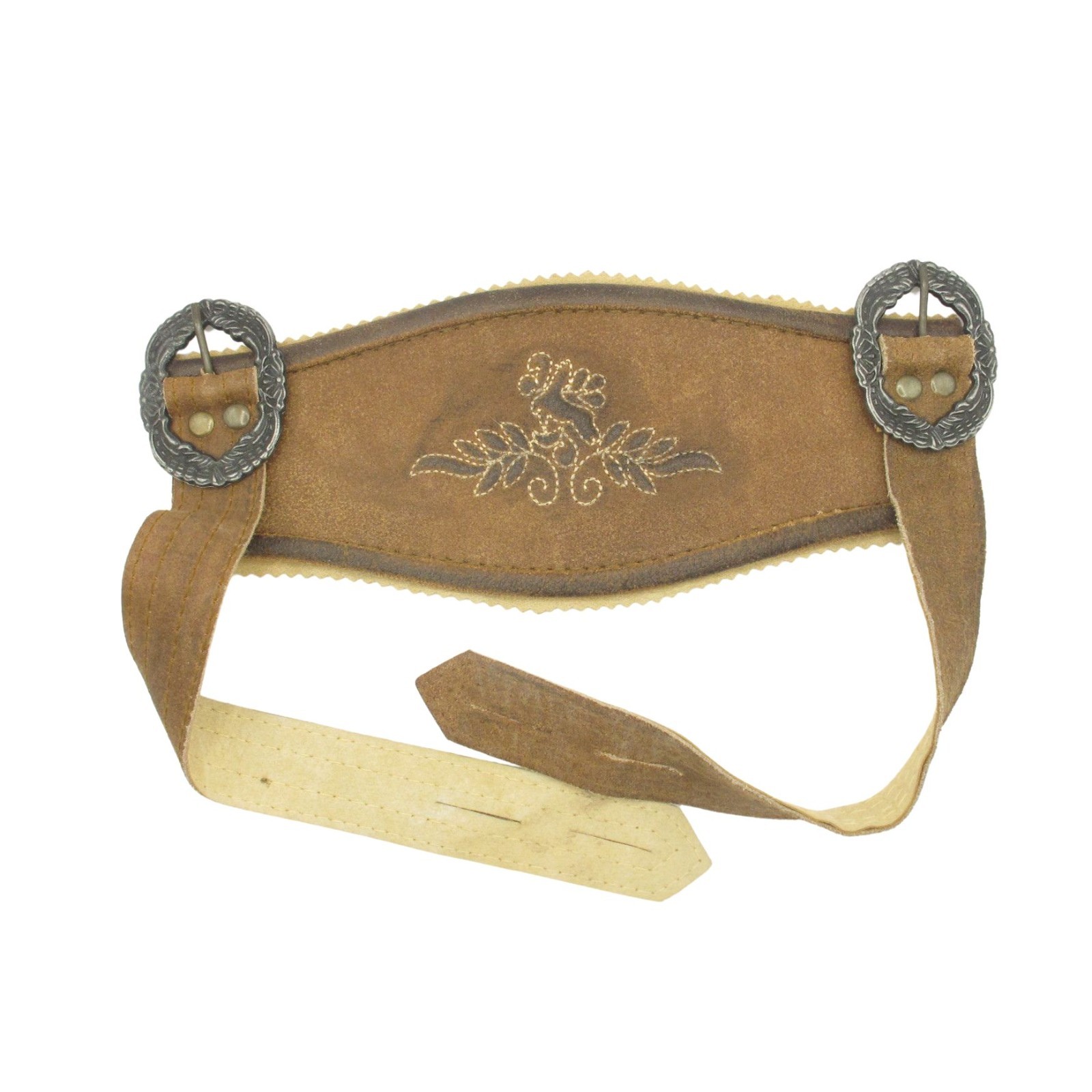 Vintage German Lederhosen Suspenders Embroidered Suede Trachten Oktoberfest