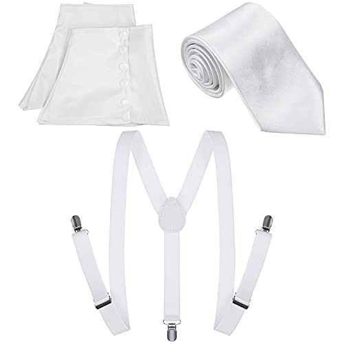 1920s Mens Christmas Costume Accessories Set Including Gangster Spats White