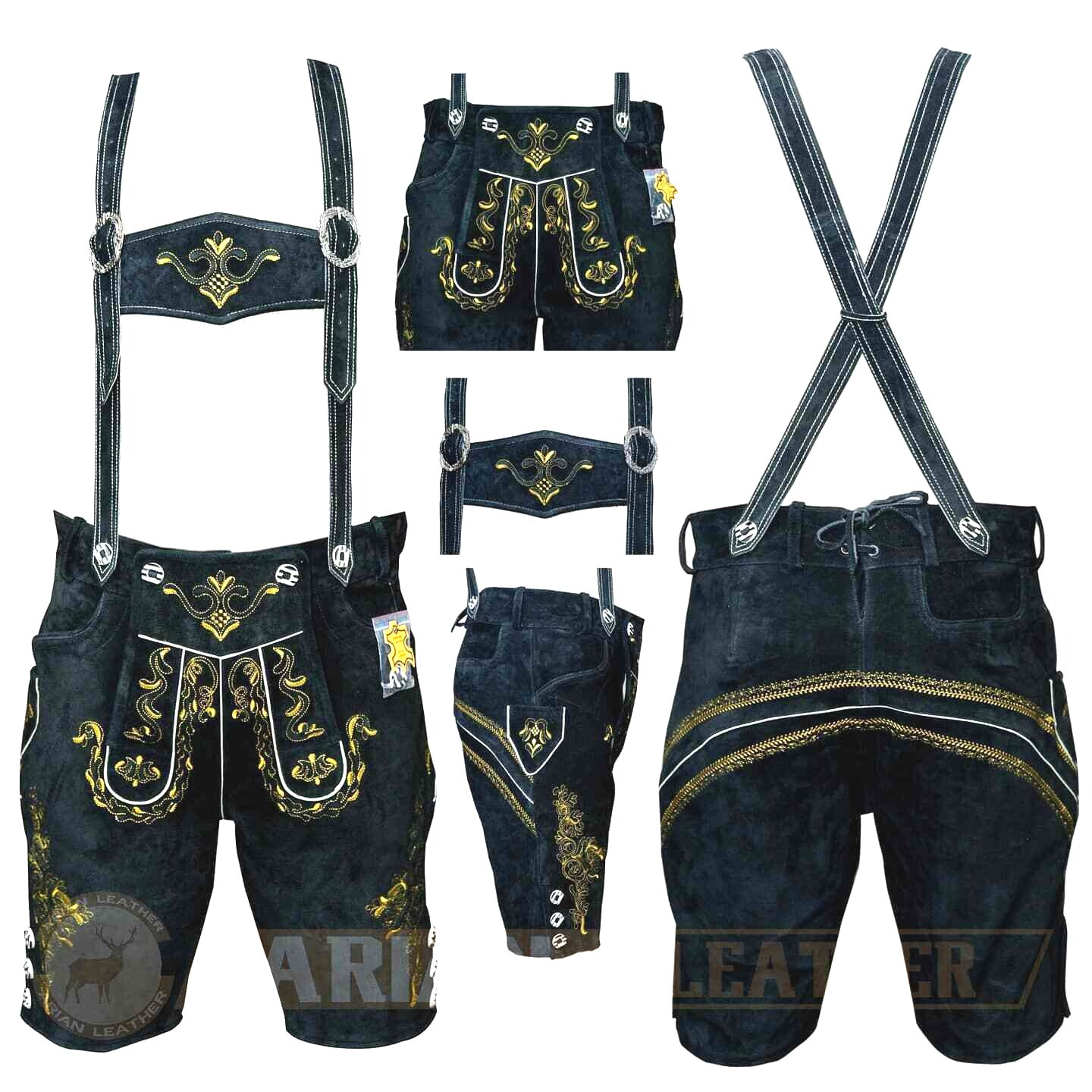Herren Trachten Lederhosen kurz bavarian Lederhosen mit Hosenträger Gr,46 – 64