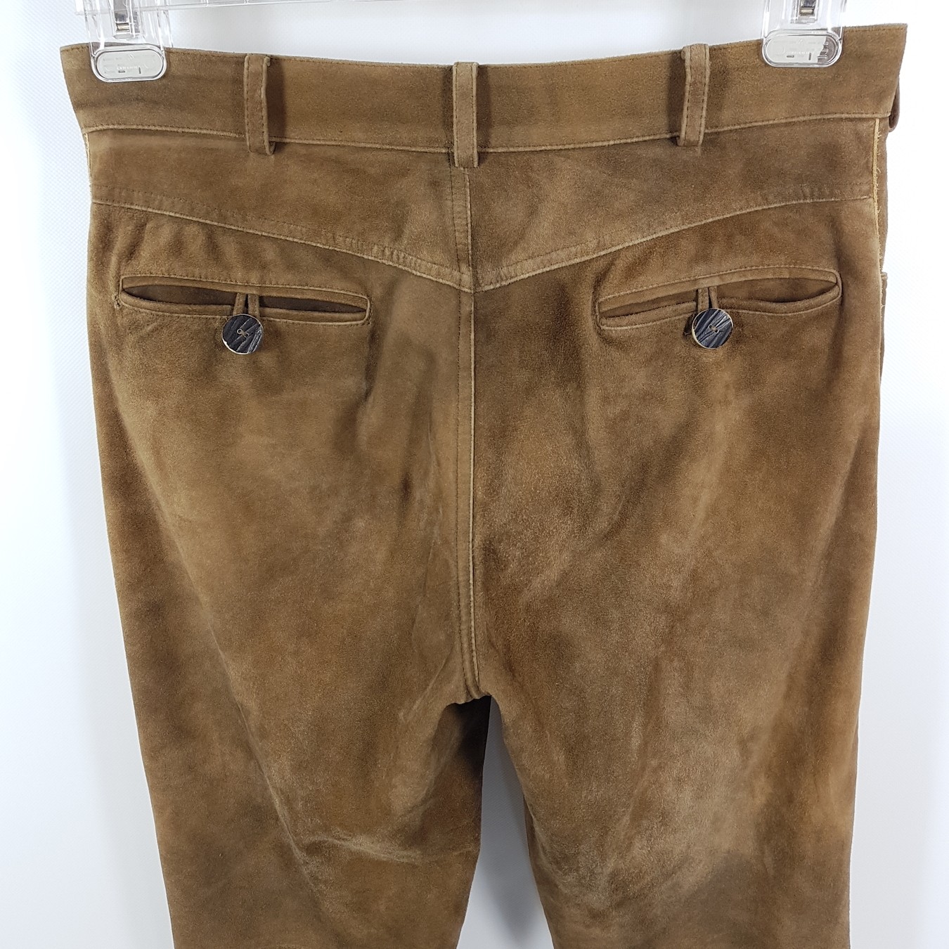 Spieth & Wensky Leather Trousers Mens Size 50 W33 L32 Brown Tapered Long Traditional Pants
