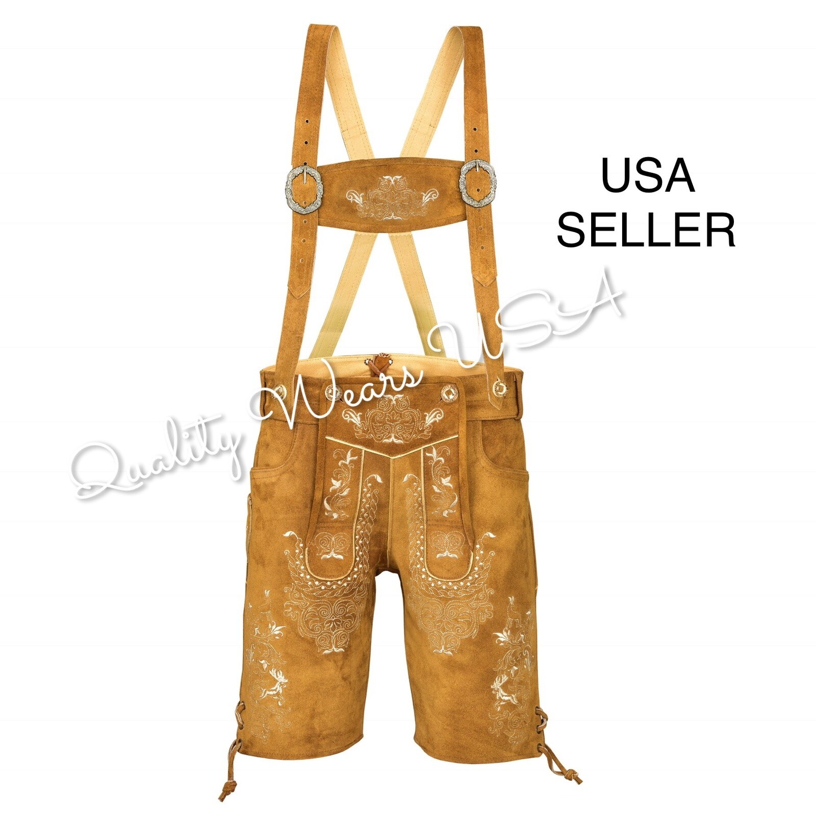 Men Oktoberfest Lederhosen- Authentic Bavarian Lederhosen-Suede Leather Trousers