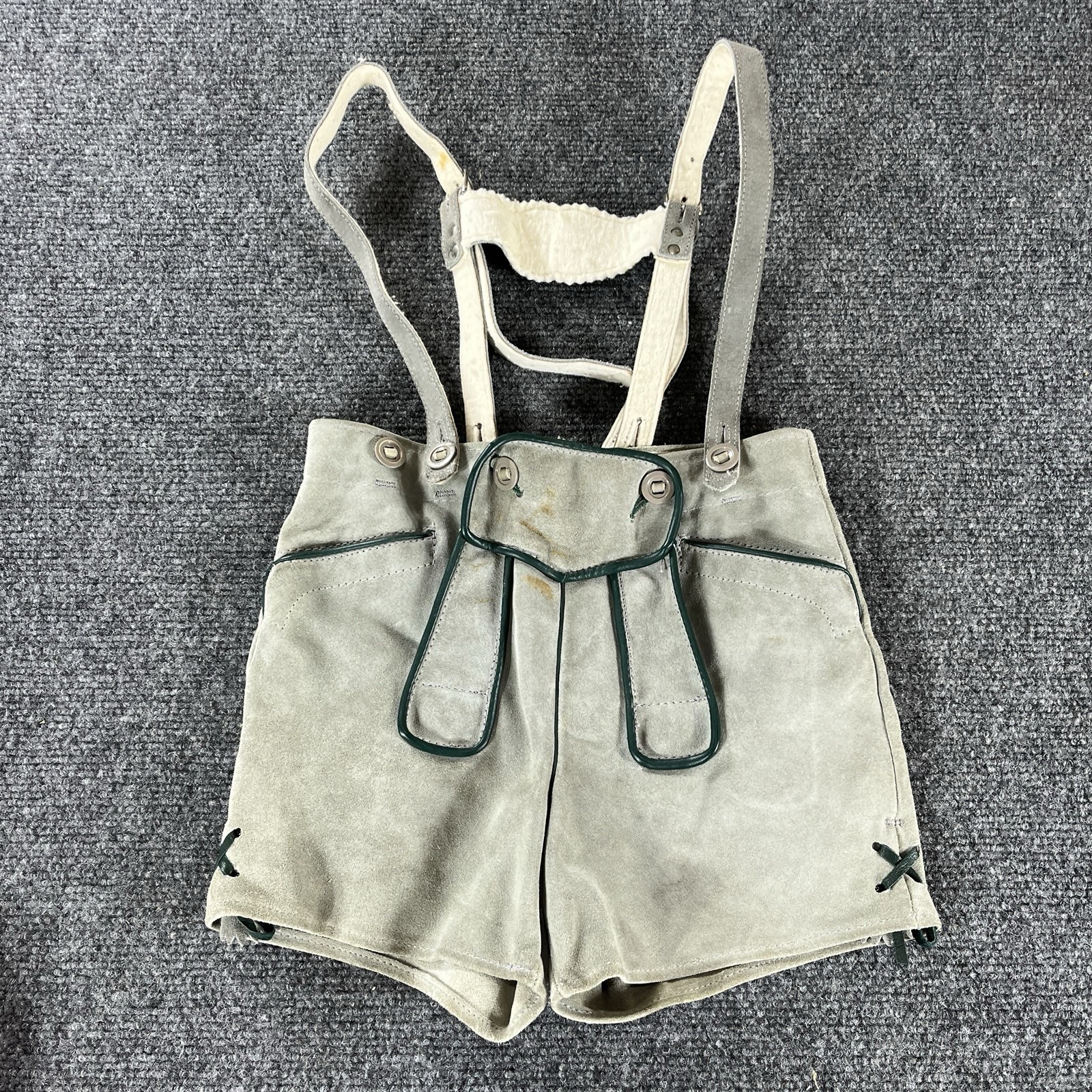 Vintage Bavarian Lederhosen Leather Suede Pants Trachten Shirt Child Boy Toddler