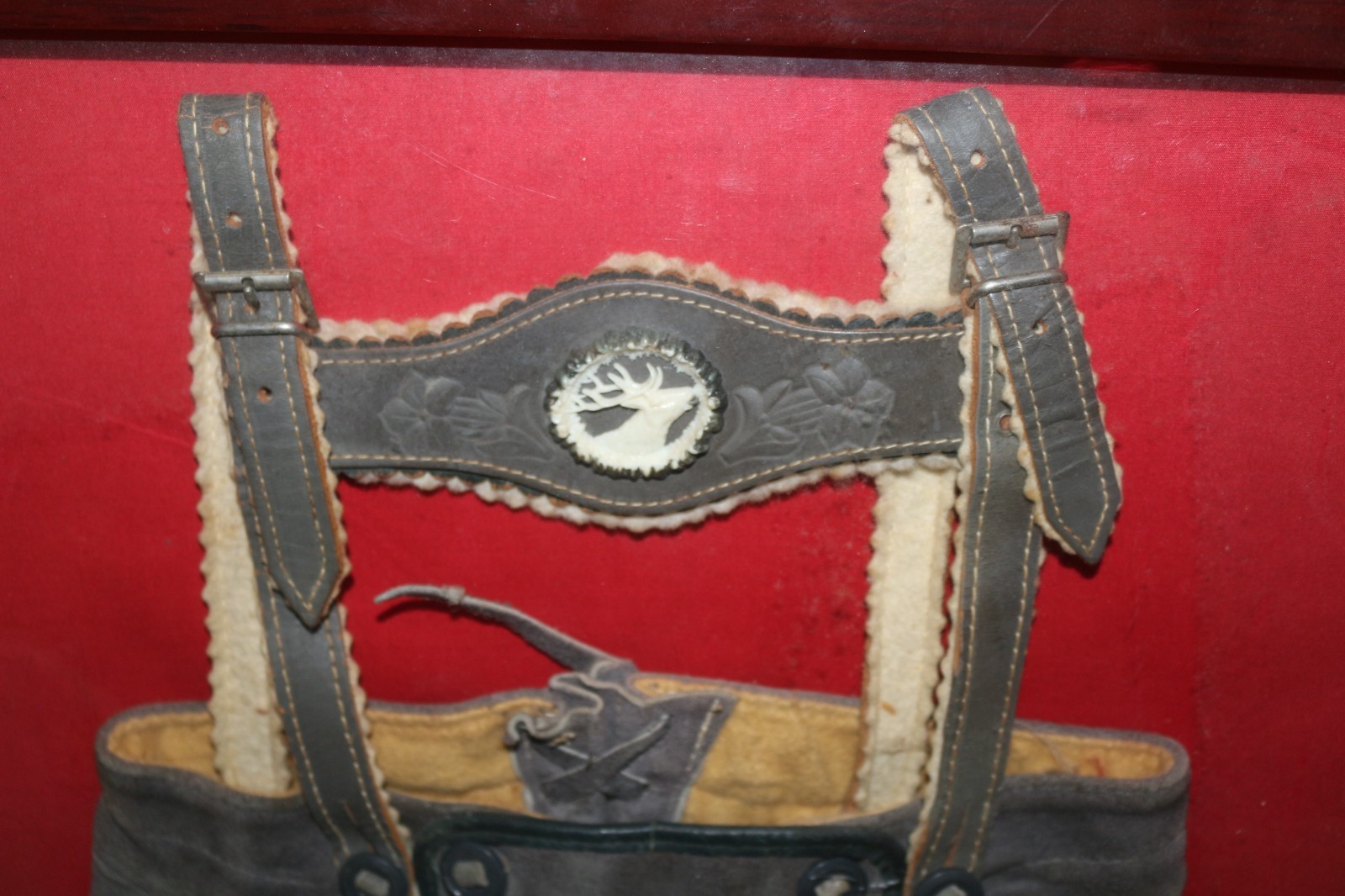 Vintage Early Leather Boys German Lederhosen Germany Octoberfest Framed