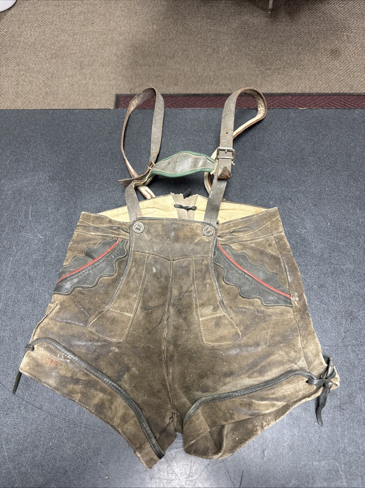 Vintage Leather Kids Lederhosen German Suede Bavarian Austrian