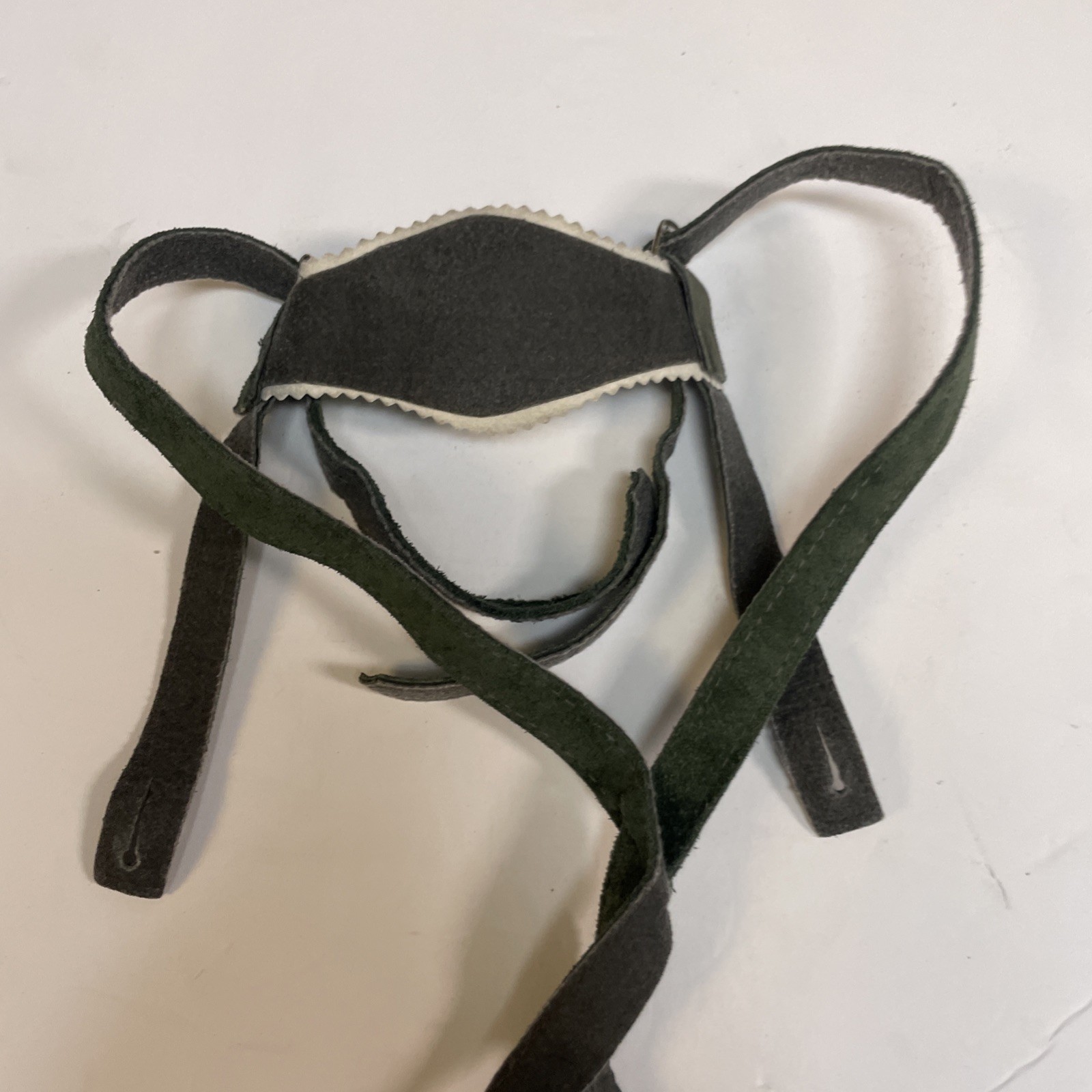 Lederhosen Bavarian German Oktoberfest Green Leather For Kid Missing One button!