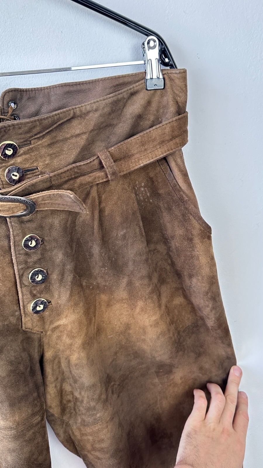 Amtmann Austria Vintage Suede Leather Trachten Pants Lederhosen Breeches Size 50