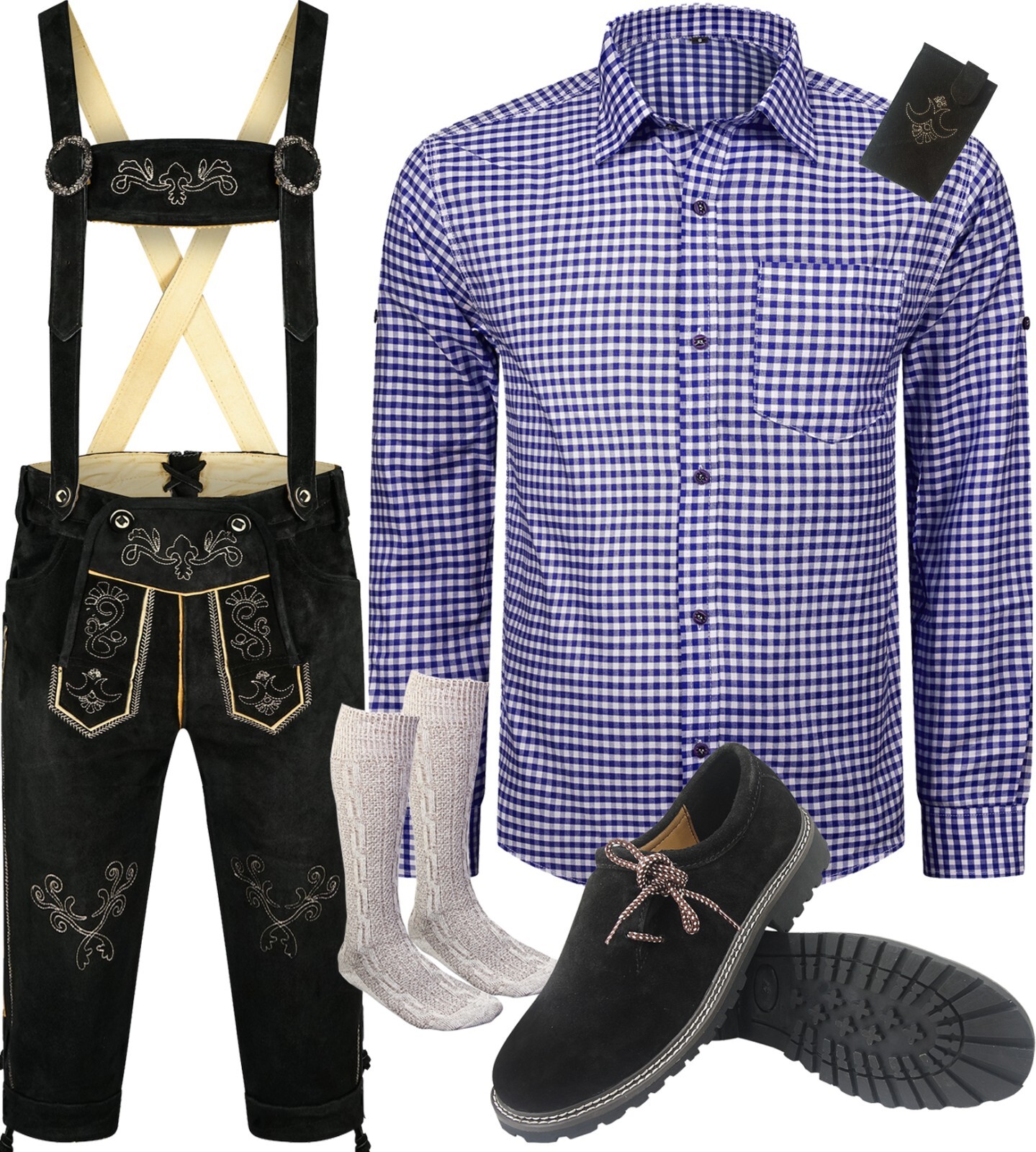 Men’s costume set costume leather pants costume set 6 pieces black pants shirt SLHBH02