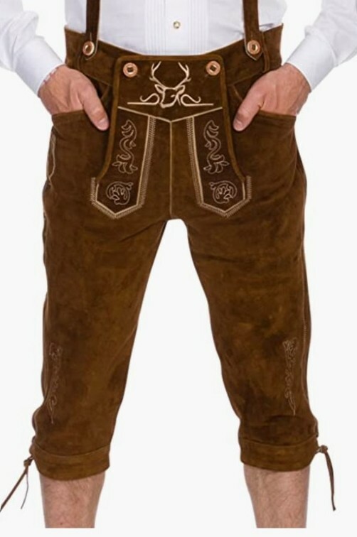 Lederhosen4U Men Genuine Leather Authentic German Lederhosen Dark brown 50 #C3