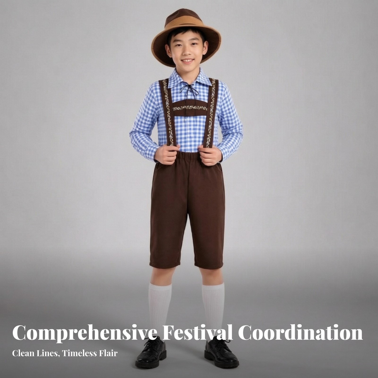 Lederhosen Costume with Hat Suede-Like Lederhosen Costume Classic for Children