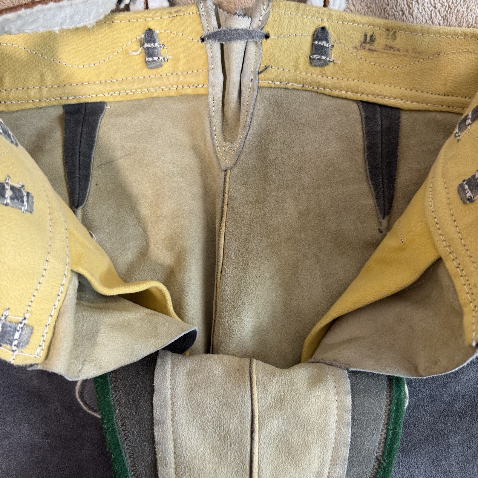 Vintage Lederhosen Suede Leather German Bavarian Genuine Youth Measure In Pics