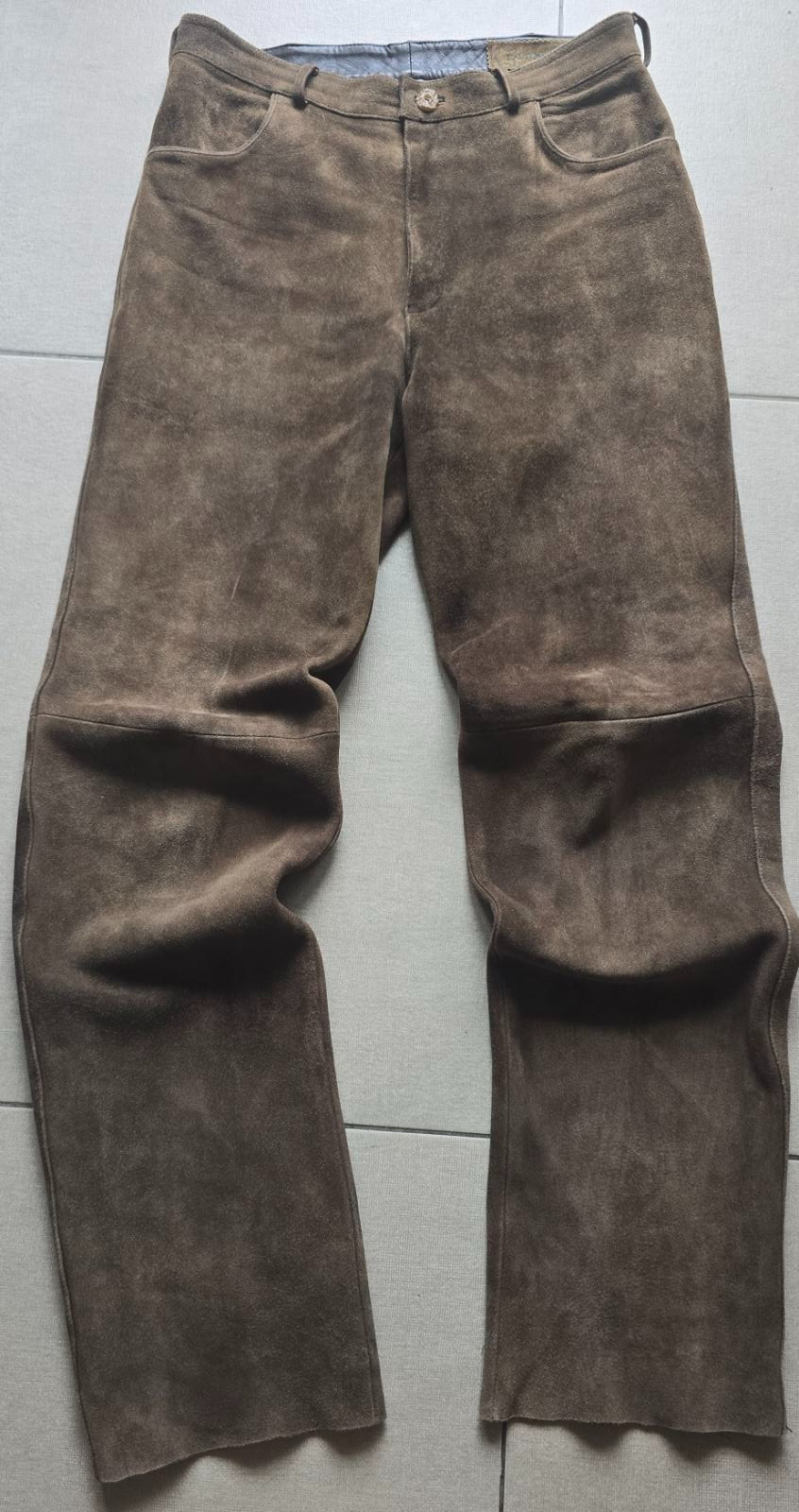 KALTENBACHER Vintage Brown Goatskin Suede Leather Trousers Trachten Alpine Sz 50
