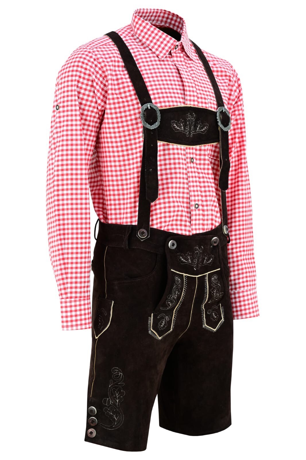 Suede Leather Authentic Lederhosen for Men, Oktoberfest with Shirt