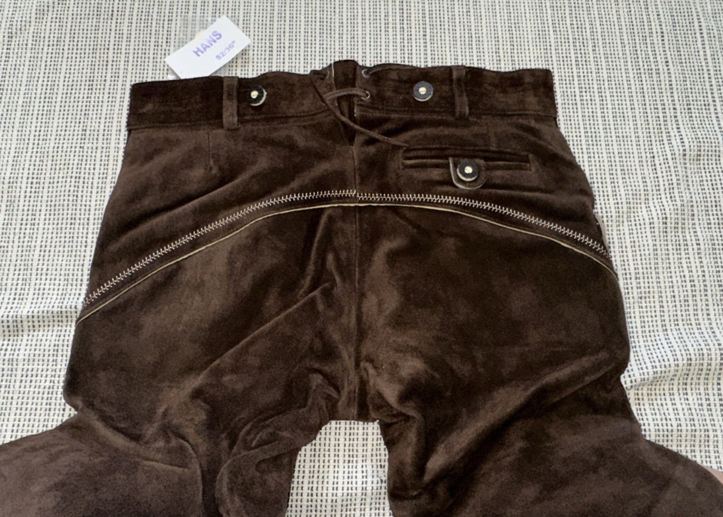 Lederhosen4U Brown Suede German Lederhosen Hans Size 52 New
