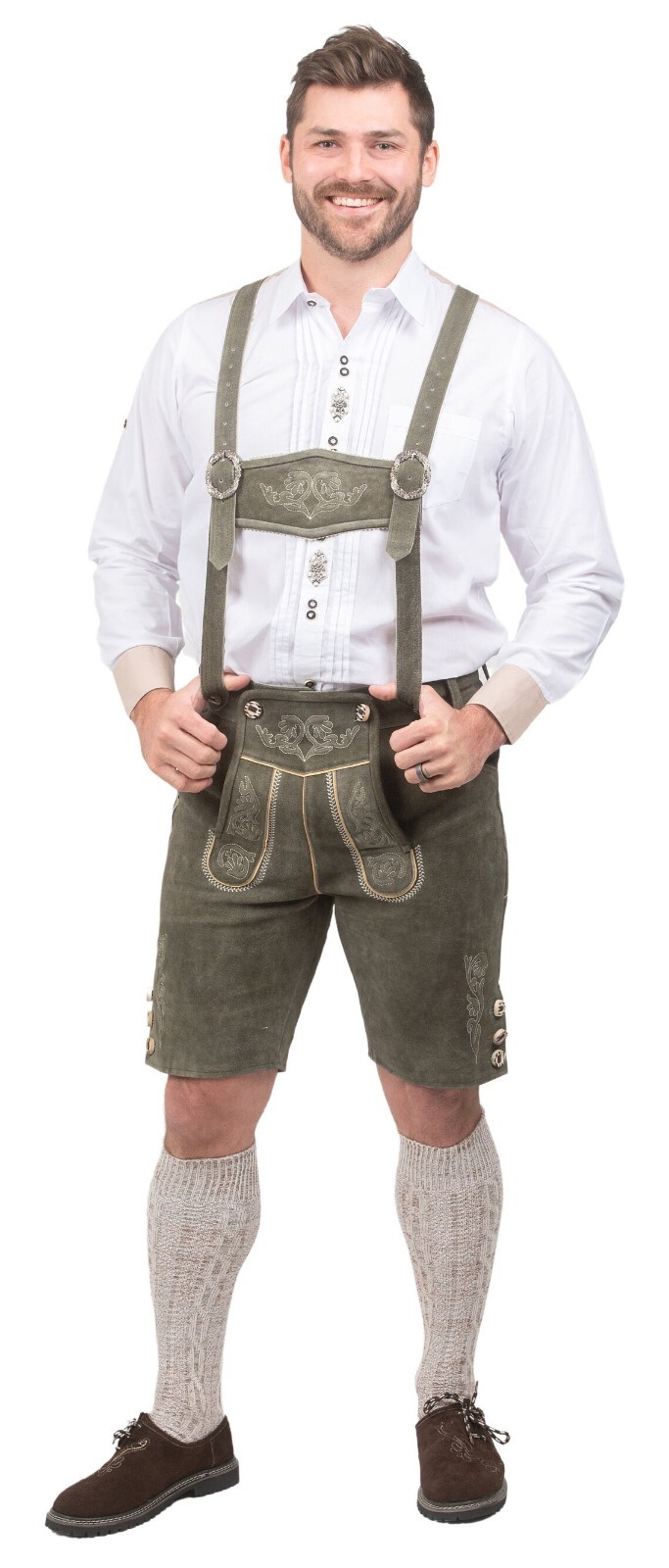 Men’s Bavarian Tratchen Lederhosen Pant German Oktoberfest Suede Leather Pants