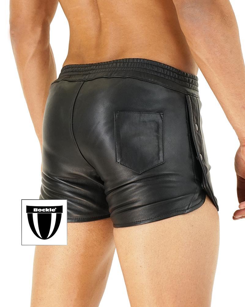 Bockle® Twenty Buttons Sexy Herren Leder Shorts kurze Lamm Lederhose Pants