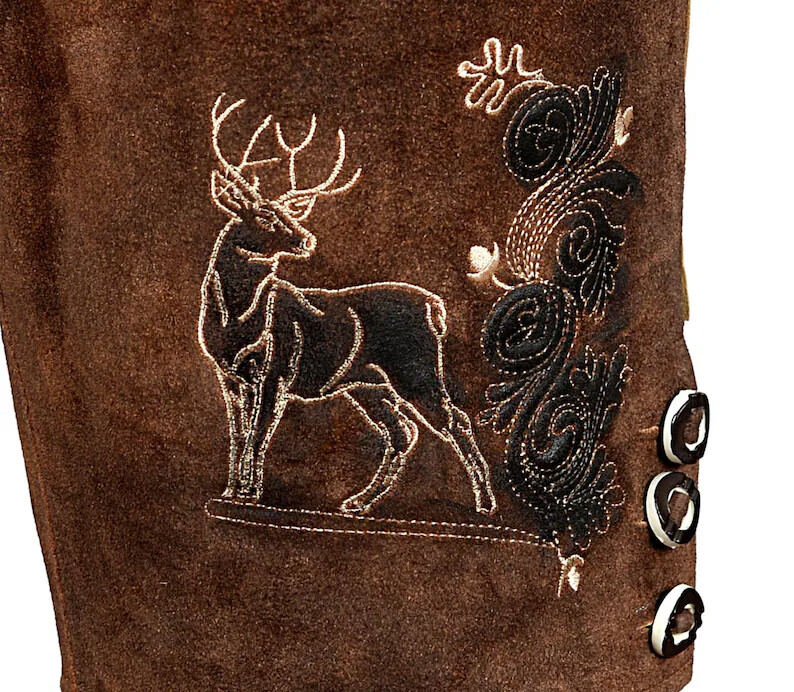 Men’s Bavarian Tratchen Lederhosen Pant German Oktoberfest Suede Leather Pants