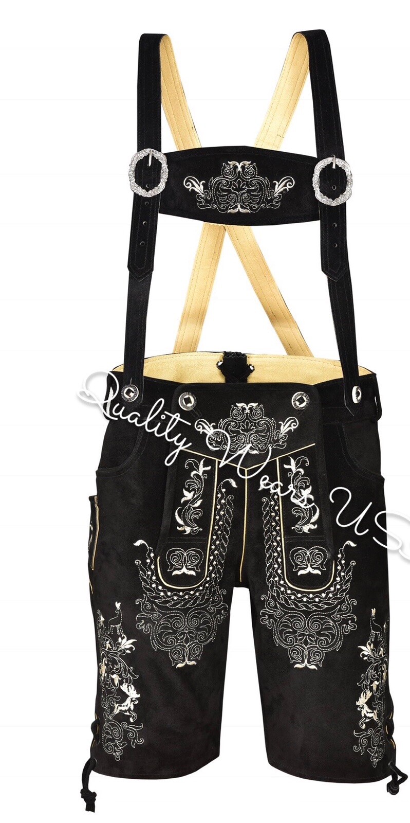 Men Oktoberfest Lederhosen- Authentic Bavarian Lederhosen-Suede Leather Trousers